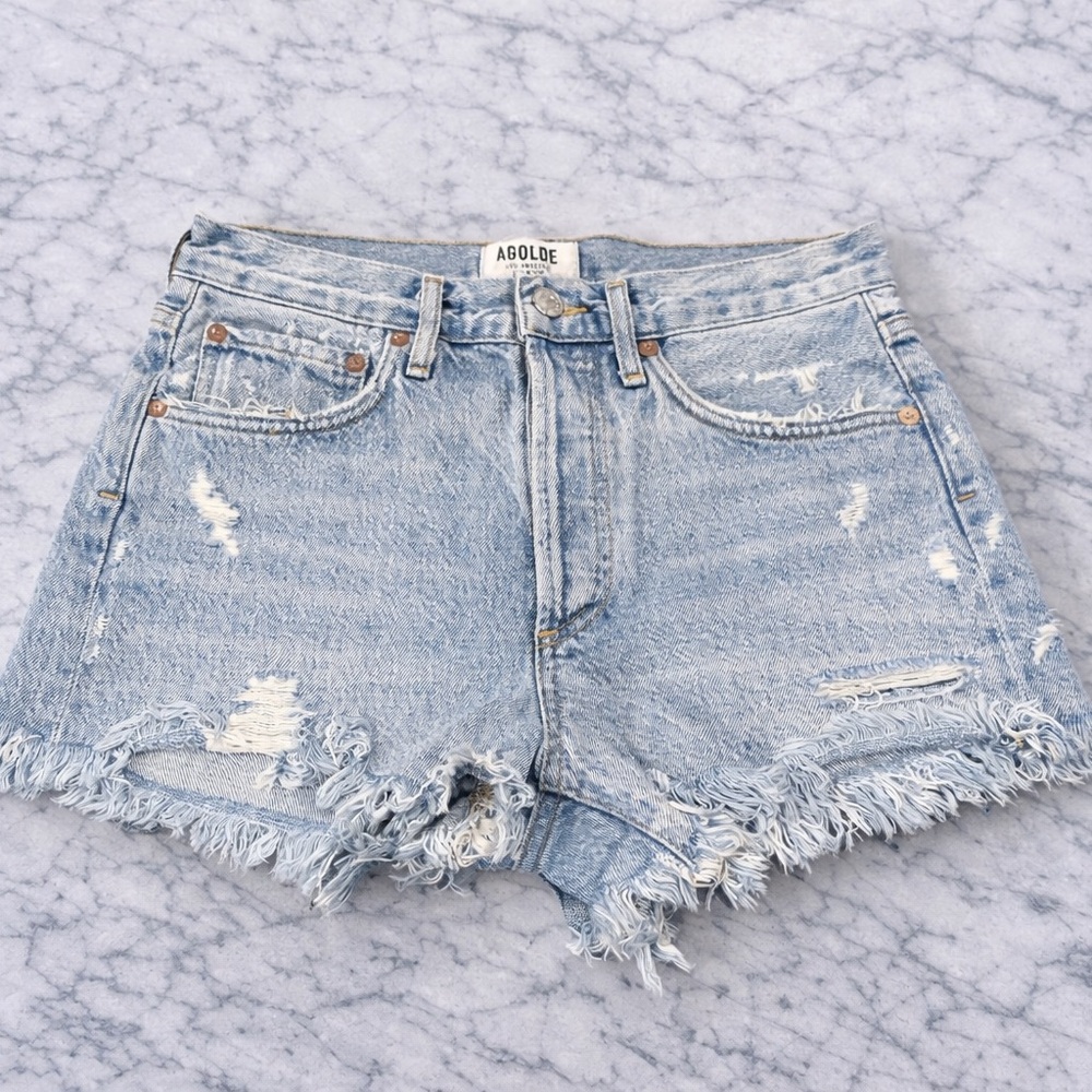 AGOLDE Parker Vintage Cutoff Shorts Size 23 Distressed High Rise